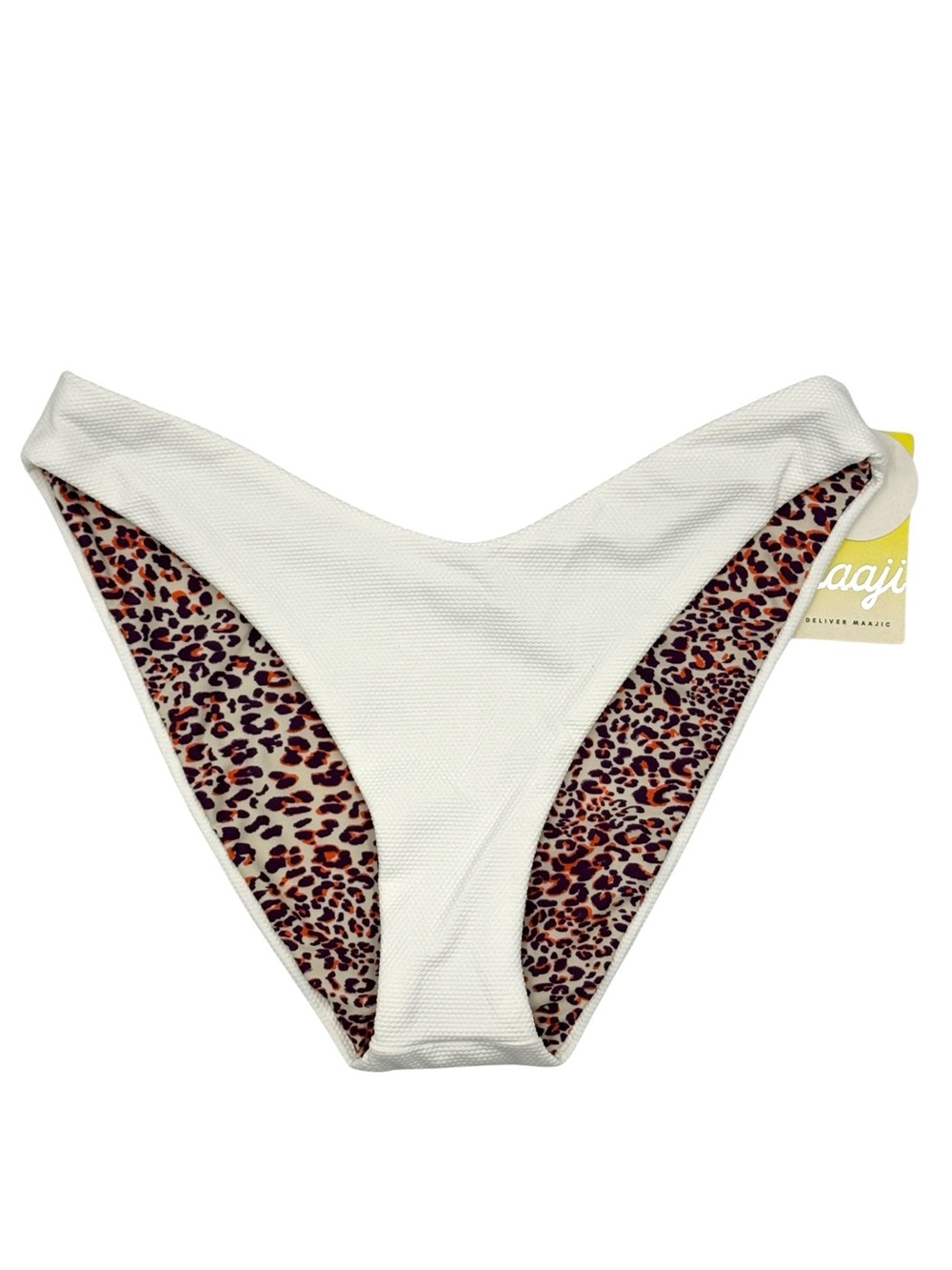 NWT Maaji Reversible Valery Cheeky Bikini Bottoms Antique White Animal Print XL